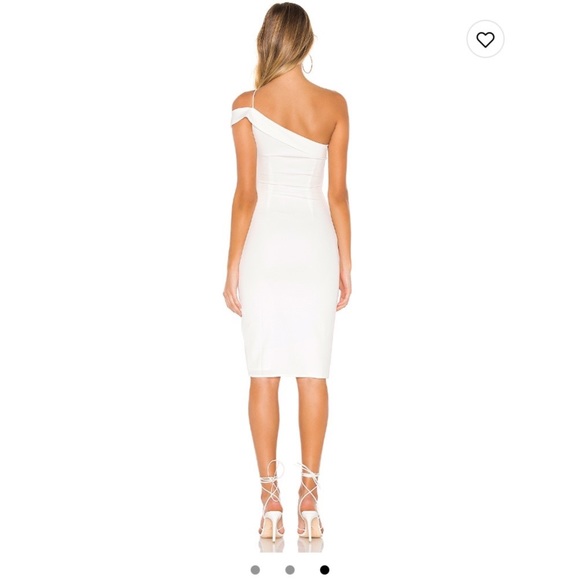 Revolve Superdown Jillian Asymmetric Midi Dress Size Medium Color White - Picture 3 of 7